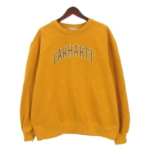 【中古】カーハート carhartt ロゴ トレーナー 裏起毛 スウェット フロッキー イエロー XL 251111E メンズ 【ベクトル 古着】 251111(4)