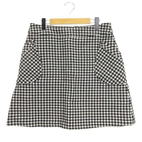 樂天商城 - 【中古】マックス&コー MAX&CO. チェック 台形 スカート ひざ丈 ウール 46 ブラック ■TC レディース 【ベクトル 古着】 260204