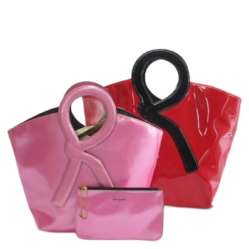 【中古】ロベルタディカメリーノ Roberta di Camerino ロゴ トートバッグ ハンド 2点セット レッド ピンク ■GY99 レディース 【ベクトル 古着】 260207