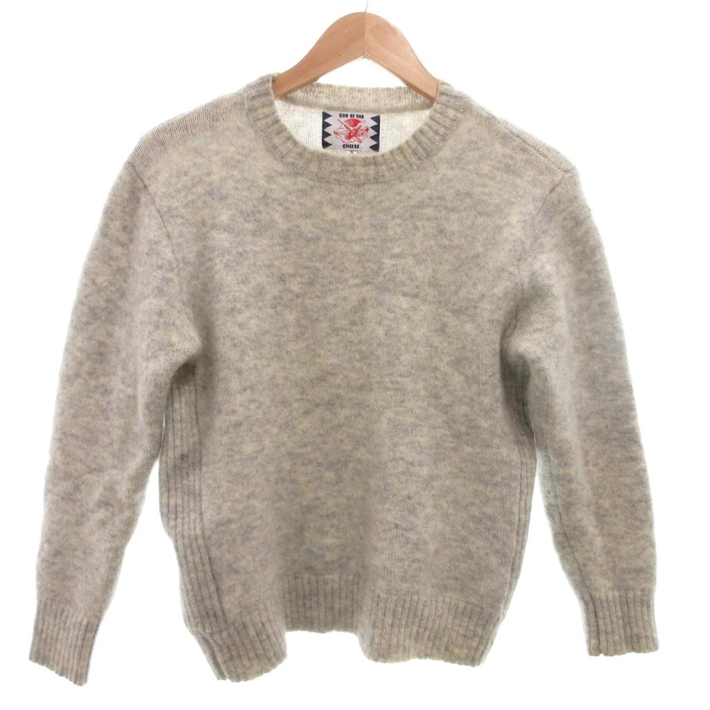【中古】サノバチーズ SON OF THE CHEESE ニット セーター ミックスカラー ウール S グレー クルーネック 長袖 /NL ■GY74 レディース 【ベクトル 古着】 260421