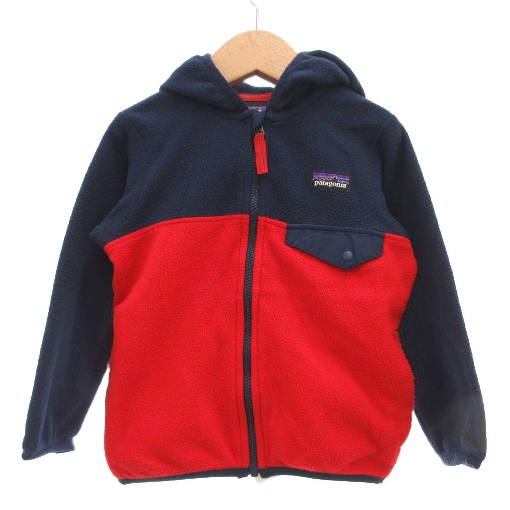 【中古】パタゴニア Patagonia ジャケット 2T 紺 ネイビー 赤 レッド 無地 フード...