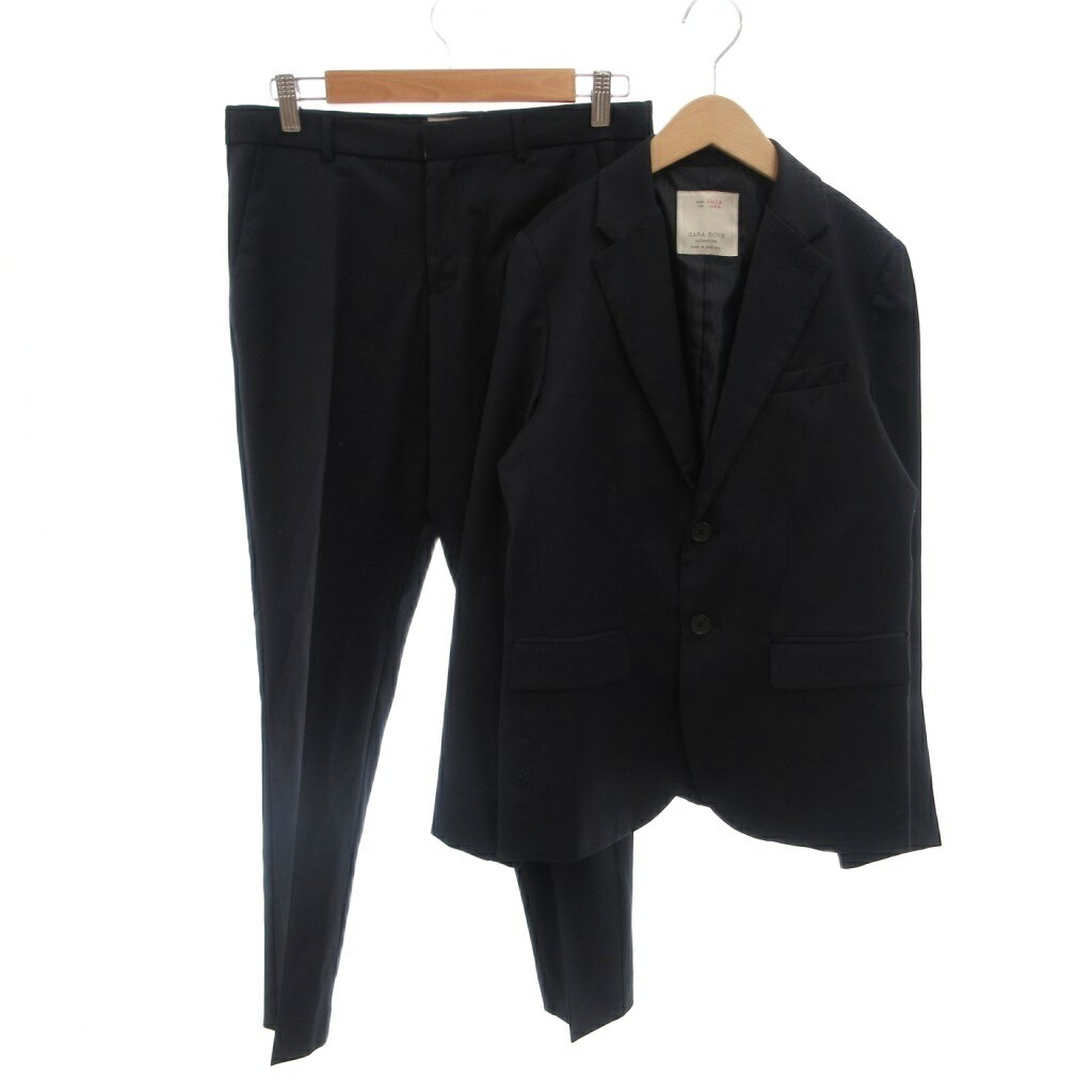 Blousons, Jumpers - 【中古】ザラ ZARA セットアップ スーツ ウール 164 ネイビー 無地 ノッチドラペル 長袖 /MX ■GY74 キッズ 【ベクトル 古着】 260416
