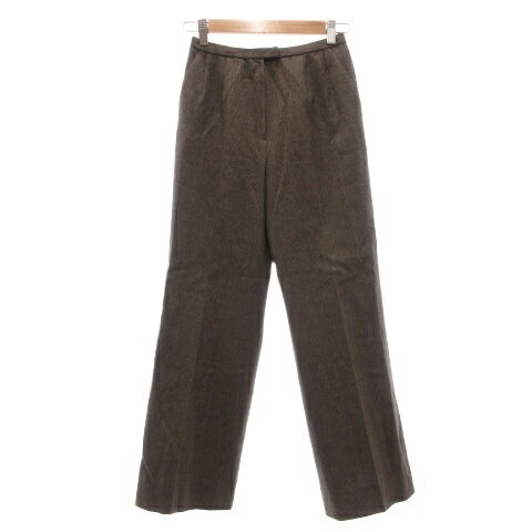 Cropped Pants - 【中古】レリアン Leilian パンツ スラックス ウール S ブラウン 織り柄 ストレート /SX ■GY74 レディース 【ベクトル 古着】 260502