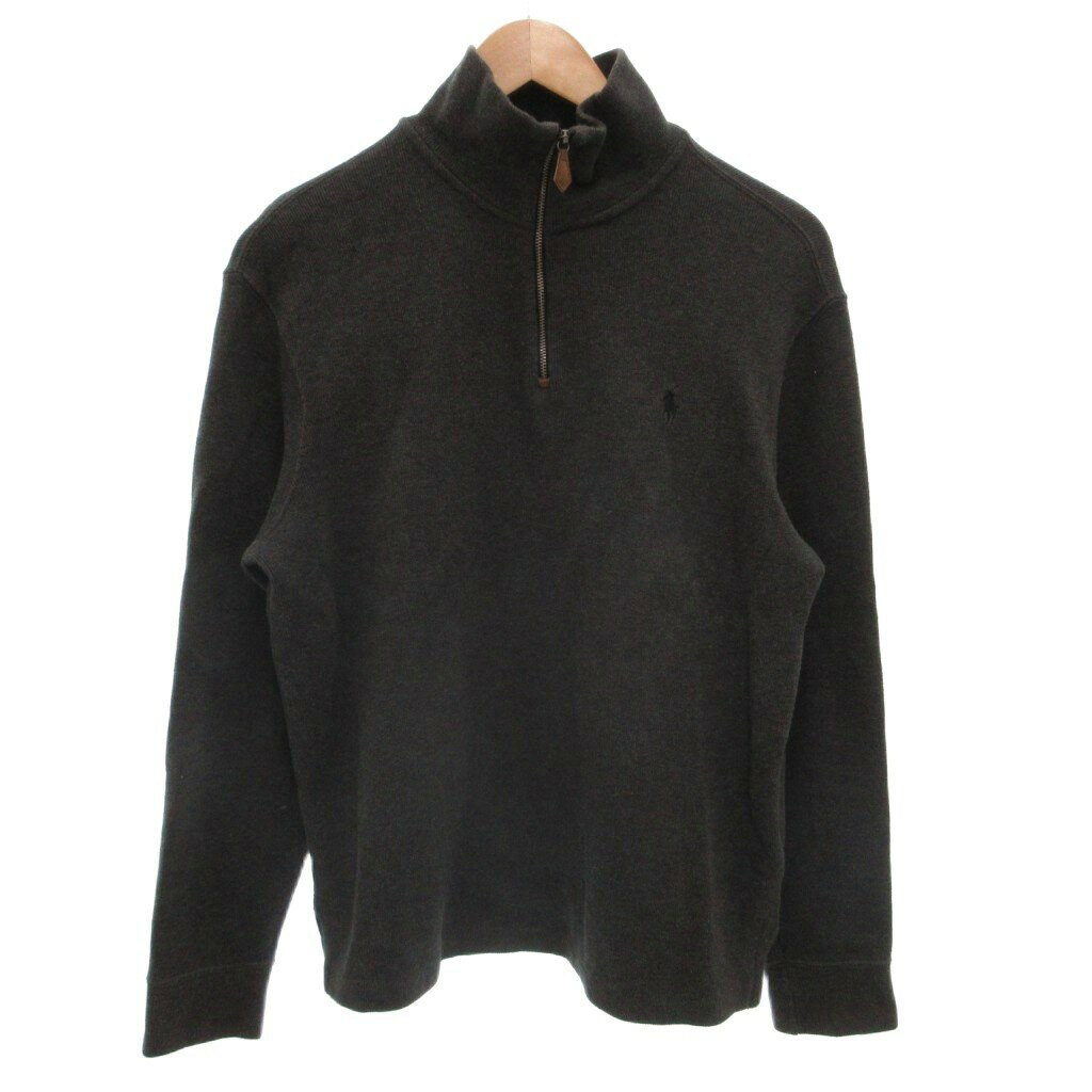 Rakuten - 【中古】ポロ バイ ラルフローレン Polo by Ralph Lauren ハーフジップ ニット プルオーバー ポニー刺繍 長袖 M グレー /FF ■GY74 メンズ 【ベクトル 古着】 260424