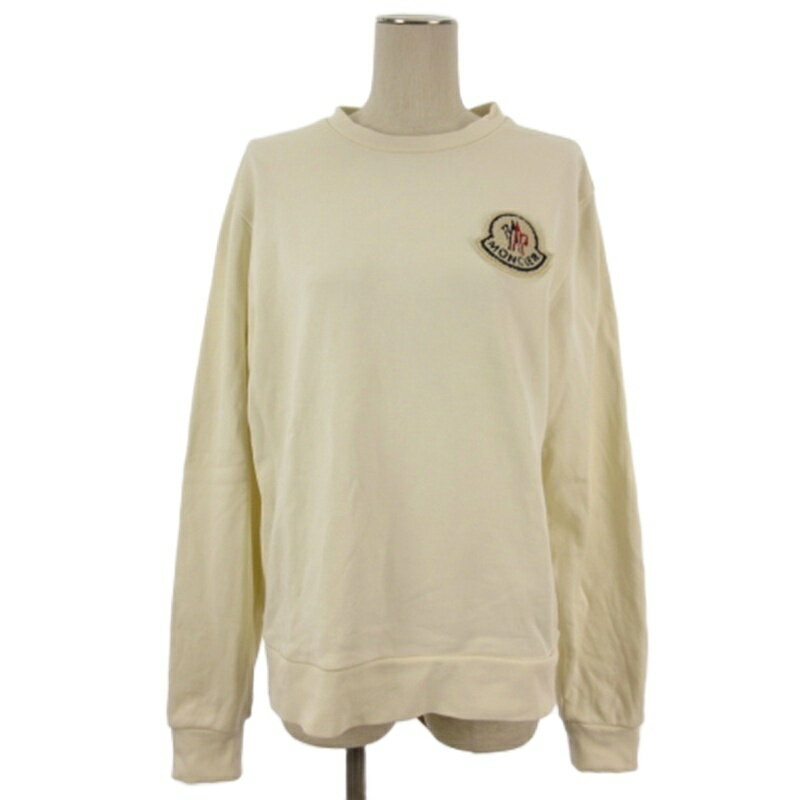 モンクレール MONCLER FELPA GIROCOLLO SWEATSHIRT ロゴワッペン トレーナー スウェット 裏毛 ホワイト S レディース  260415