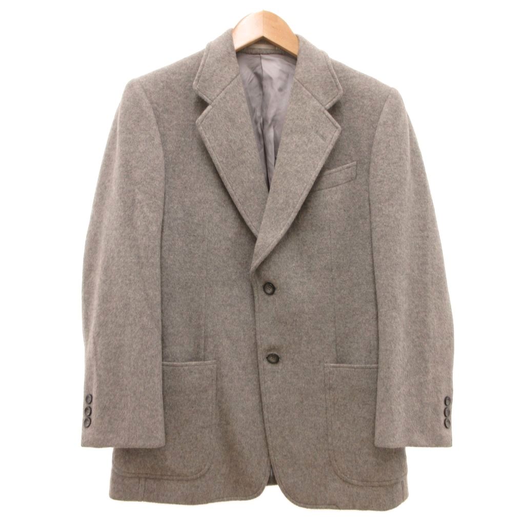 樂天商城 - 【中古】ランバン LANVIN テーラードジャケット ハーフ丈 アンゴラ混 モヘヤ混 絹 シルク混 R46-44 灰色 グレー 無地 ノッチドラペル /SD ■GY74 メンズ 【ベクトル 古着】 260509