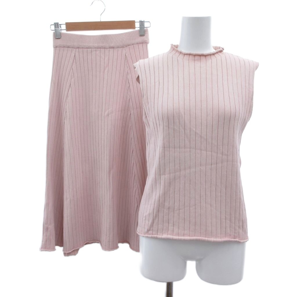 【中古】ロペピクニック ROPE Picnic セットアップ ニット セーター ノースリーブ フレアスカート ミモレ丈 38 ピンク リブ編み フリルネック /SD ■GY74 レディース 【ベクトル 古着】 260508 auc-vector-20913480 ブランド古着の買取販売ベクトル パッケージ画像
