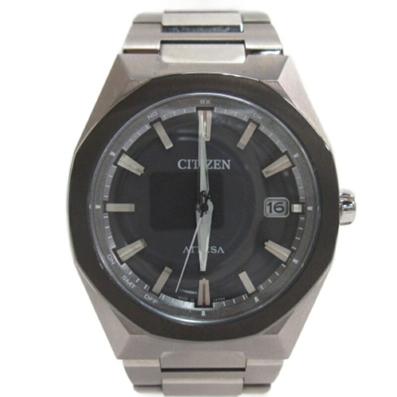 【中古】シチズン CITIZEN ATTESA アテッサ 腕時計 エコドライブ 電波時計 H128-00CWT01 黒文字盤 メンズ 【ベクトル 古着】 260516