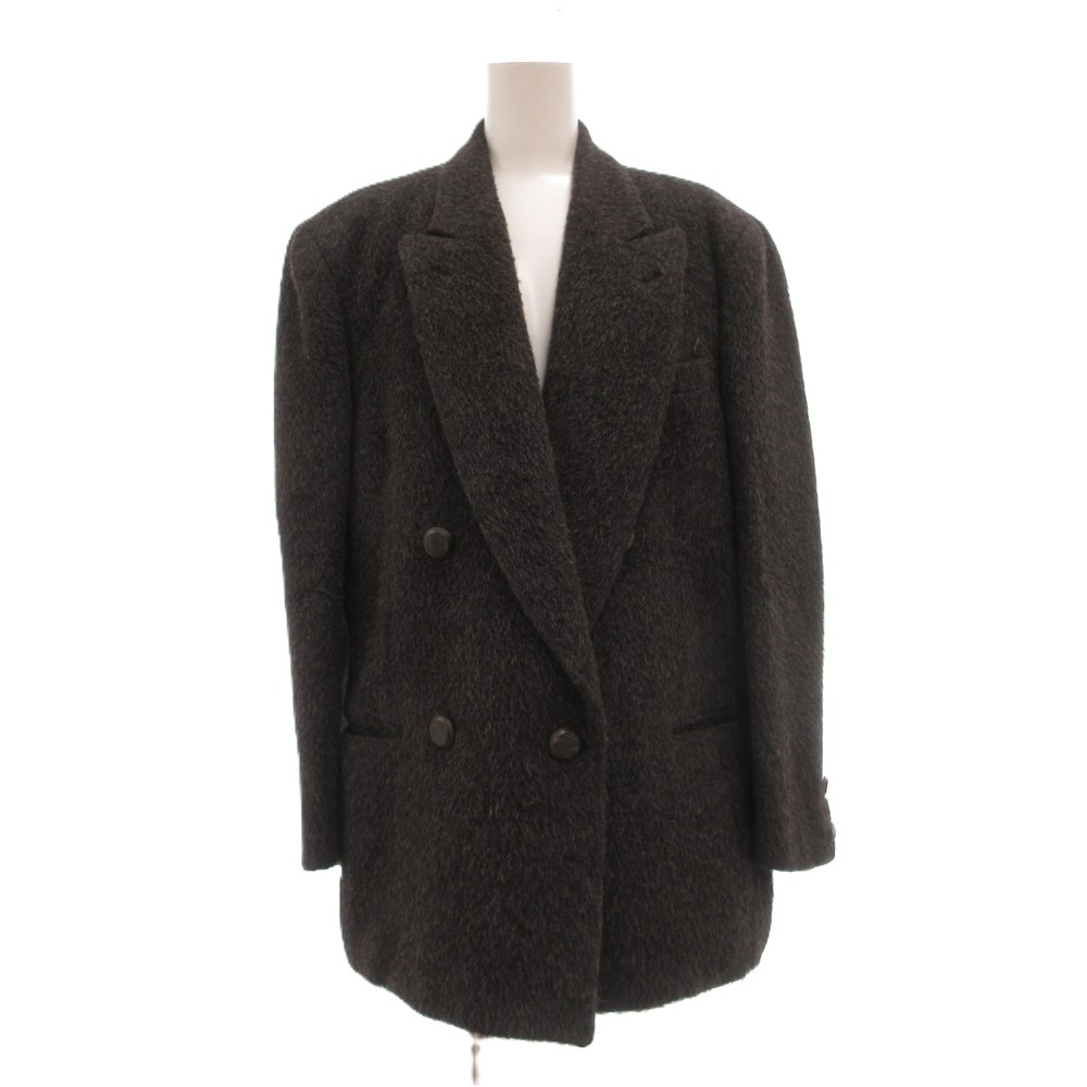 【中古】49アベニュー ジュンコシマダ 49AV. junko shimada シャギー ジャケット 9 ピークドラペル グレー ダブルブレスト ウール /SX レディース 【ベクトル 古着】 260601