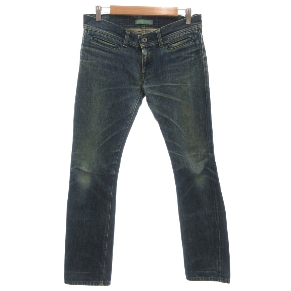 【中古】ネイバーフッド NEIGHBORHOOD H2NARROW 2002年 デニムパンツ ジーンズ S ストレート ローライズ ジップフライ エイジング加工 インディゴブルー /KB ■GY09 メンズ 【ベクトル 古着】 260930