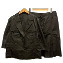 【中古】アイシービー iCB セットアップ ジャケット スカート Vネック 無地 裏地 七分袖 膝丈 42 緑 カーキ レディース 【ベクトル 古着】 2408...