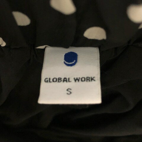 【中古】グローバルワーク GLOBAL WORK ボトムス ロングスカート ギャザー ドット ウエストゴム S 黒 ブラック 白 ホワイト ※MZ レディース 【ベクトル 古着】 220720