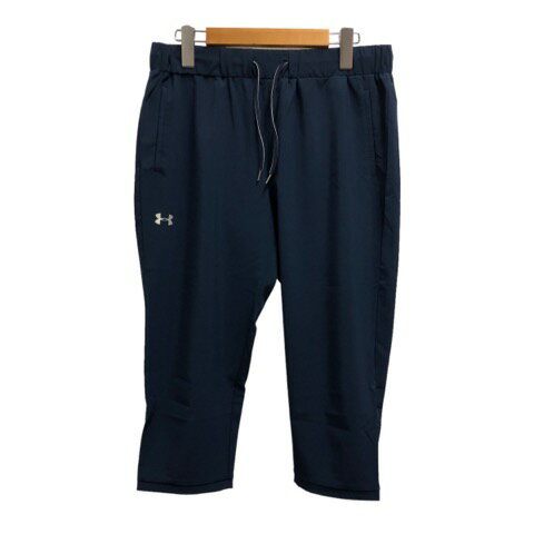 【中古】アンダーアーマー UNDER ARMOUR サブリナパンツ 無地 ワンポイント ウエストゴム 170/74A 紺 ネイビー シルバー 白 ホワイト レディース 【ベクトル 古着】 230701