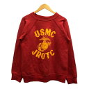 【中古】チャンピオン CHAMPION 80s スウェット トレーナー USMC JROTC トリコタグ ラグランスリーブ ラウンドネック 長袖 SMALL 赤 レッド 黄 イエロー メンズ 【ベクトル 古着】 230911