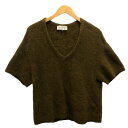 【中古】クリスチャン ワイナンツ christian wijnants ウールニット セーター Vネック ファー 無地 半袖 XS 緑 カーキ レディース 【ベクトル 古着】 240108(4)