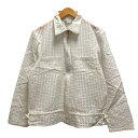 【中古】エレガンス Elegance for lady トップス シャツ クルーネック シースルー ギンガムチェック 長袖 M 白 ホワイト ※MZ レディース 【ベクトル 古着】 240530(4)