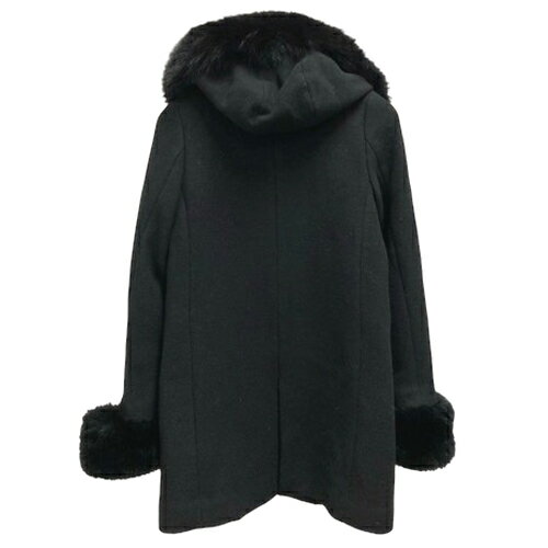 【中古】未使用品 アンドクチュール And Couture コート ファー ウール混 膝丈 36 黒 ブラック レディース 【ベクトル 古着】 240516
