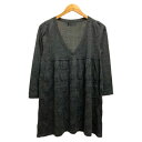 【中古】ジーナシス JEANASIS チュニック ニット フレア Vネック 長袖 薄手 F ダークグレー レディース 【ベクトル 古着】 240410
