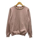 【中古】セゾン・ド・パピヨン SAISON DE PAPILLON ニット セーター クルーネック ビーズ 無地 長袖 M 桃 ピンク レディース 【ベクトル 古着】 240427(4)