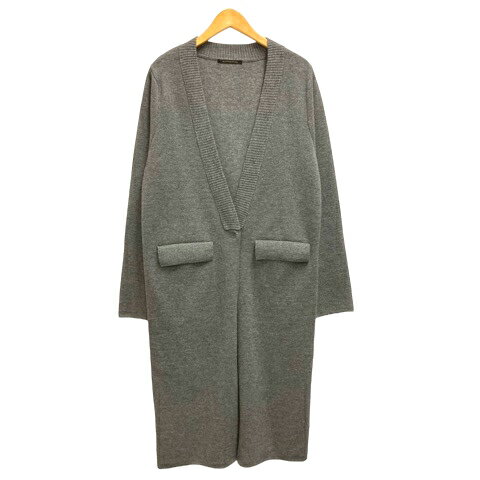 【中古】バンヤードストーム BARNYARDSTORM ロングカーディガン ニット Vネック ウール混 長袖 無地 0 グレー レディース 【ベクトル 古着】 240507