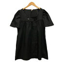 【中古】イロ IRO シャツ ブラウス フレア ギャザー クルーネック 無地 半袖 40 黒 ブラック レディース 【ベクトル 古着】 240609(4)