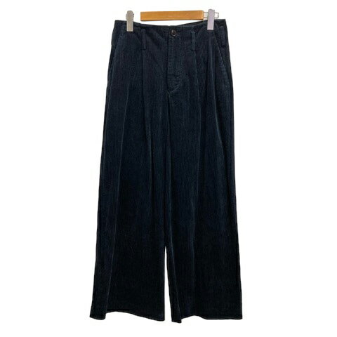 【中古】ザラ ZARA パンツ ワイドパンツ タック コーデュロイ コットン 無地 S 紺 ネイビー レディース 【ベクトル 古着】 240614