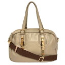 【中古】Falchi New York ハンドバッグ ショルダーバッグ 2WAY レザー ゴールド金具 ベージュ グレージュ レディース 【ベクトル 古着】 2...