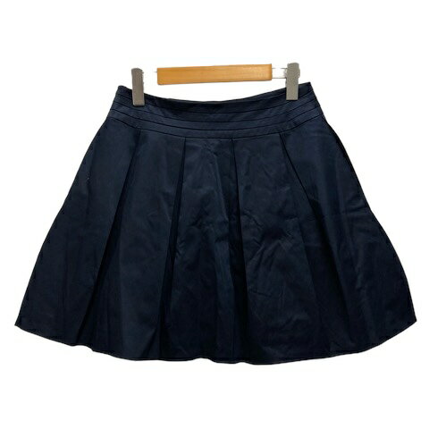 【中古】アダムエロペ Adam et Rope' スカート フレア プリーツ 無地 裏地 膝丈 36 紺 ネイビー レディース 【ベクトル 古着】 240822