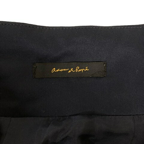 【中古】アダムエロペ Adam et Rope' スカート フレア プリーツ 無地 裏地 膝丈 36 紺 ネイビー レディース 【ベクトル 古着】 240822