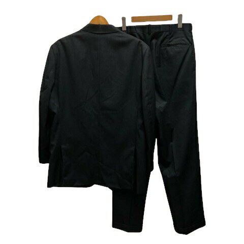 【中古】オックスフォードクラシック OXFORD CLASSIC スーツ セットアップ フォーマル ジャケット スラックス チェック 裏地 長袖 ロング丈 AB6 紺 ネイビー 黒 ブラック メンズ 【ベクトル 古着】 240915