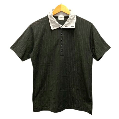【中古】タケオキクチ TAKEO KIKUCHI ポロシャツ カットソー ストライプ 半袖 4 チャコールグレー メンズ 【ベクトル 古着】 240906