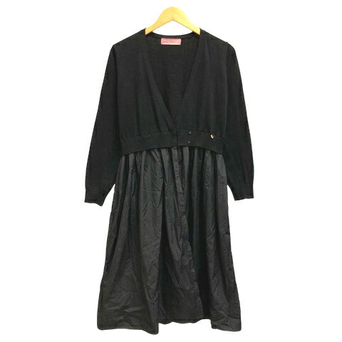 【中古】Inend Dress Code カーディガン カシュクール ニット ナイロン 切替 ロング丈 FREE 黒 ブラック レディース 【ベクトル 古着】 240822