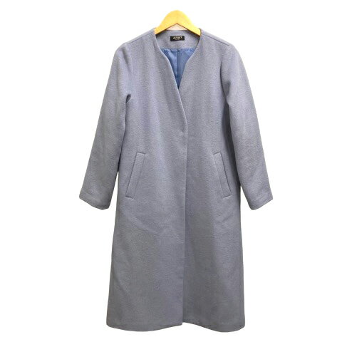 【中古】JETSET SOLO PLUS コート ノーカラー ウール混 ロング丈 無地 F 青 くすみブルー レディース 【ベクトル 古着】 240822 【中古】JETSET SOLO PLUS コート ノーカラー ウール混 ロング丈 無地 F 青 くすみブルー レディース 【ベクトル 古着】 240822
