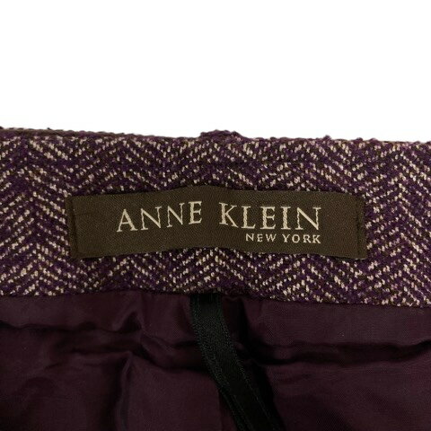 【中古】アンクライン ANNE KLEIN ショートパンツ ハーフパンツ ベルト シェブロン柄 裏地 膝丈 13 紫 パープル 白 ホワイト レディース 【ベクトル 古着】 240903