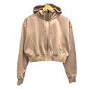 【中古】エイチ&エム H&M パーカー ジップアップ ドロップショルダー ショート丈 長袖 無地 S ベージュ レディース 【ベクトル 古着】 240924