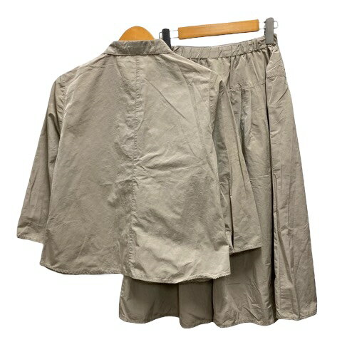 【中古】JNプランニング JN PLANNING セットアップ ジャケット スカート フレア ナイロン 無地 裏地 長袖 ミディ丈 F ベージュ レディース 【ベクトル 古着】 241022