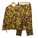 【中古】the pini セットアップ ジャケット パンツ プリント ひまわり 長袖 ロング丈 40 黄 イエロー 茶 ブラウン レディース 【ベクトル 古着】...