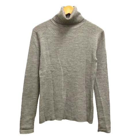 【中古】ユニクロ UNIQLO ニット セーター ウール タートルネック タイト リブ 長袖 無地 グレー レディース 【ベクトル 古着】 241114
