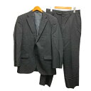 【中古】ニューヨーカー NEWYORKER スーツ セットアップ フォーマル シングル ジャケット パンツ ストライプ ウール混 AB4 黒 ブラック メンズ ...