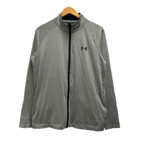 【中古】アンダーアーマー UNDER ARMOUR ジャケット 長袖 ハイネック ロゴプリント ワンポイント 4500110016-07/15 MD グレー 黒 ブラック メンズ 【ベクトル 古着】 250111