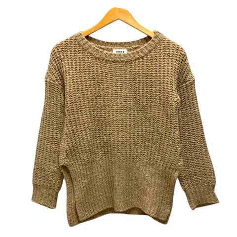 Crew Neck - 【中古】プラステ PLST ニット セーター クルーネック ウール混 モヘア混 サイドスリット 長袖 2 ベージュ レディース 【ベクトル 古着】 250130