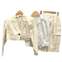 【中古】未使用品 フロムニル from nil スーツ リネン ジャケット ショート丈 スカート ブラウス ストライプ レース F ライトベージュ レディース ...