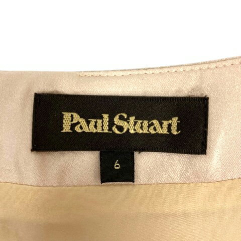 【中古】ポールスチュアート PAUL STUART K1J11-253-40 ワンピース クルーネック ジャカード 七分袖 ひざ丈 6 ベージュ レディース 【ベクトル 古着】 250418