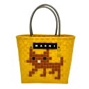 【中古】マルニ MARNI カゴバック ストローバッグ アニマルバスケット キャット 黄 イエロー 茶 ブラウン レディース 【ベクトル 古着】 250422