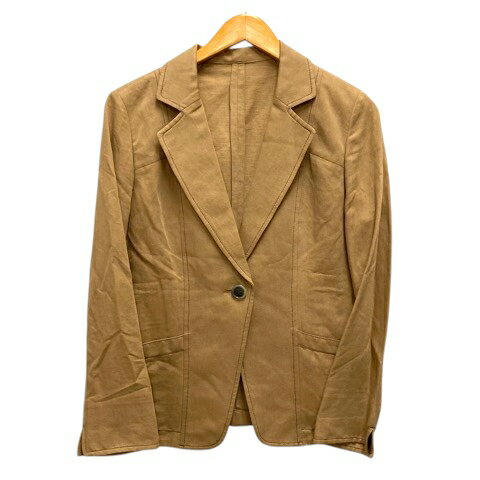 【中古】クリスチャンオジャール CHRISTIAN AUJARD ジャケット ブレザー リネン混 シルク混 無地 長袖 11AT 茶 ブラウン レディース 【ベクトル 古着】 250604(4)