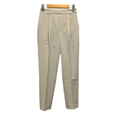 【中古】未使用品 カリテ qualite パンツ ボトムス テーパード タック ストレッチ 無地 34 グレージュ レディース 【ベクトル 古着】 250604