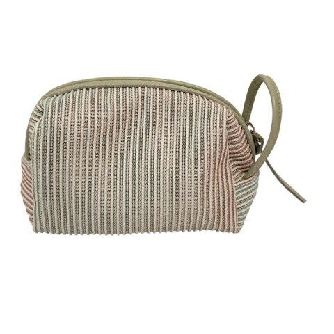 【中古】ジャックゴム jack gomme ポーチ 小物入れ 総柄 ストライプ ジップ 青 ブルー ピンク レディー..