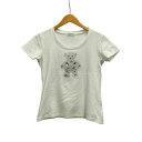 【中古】アンレクレ en recre Tシャツ 半袖 クルーネック ビース装飾 コットン 43295 2 白 ホワイト シルバー レディース 【ベクトル 古着】 250628