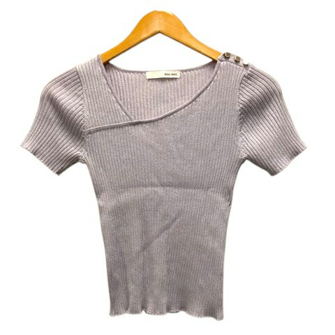 V-Neck - 【中古】ロイヤルパーティー ROYAL PARTY ニットソー カットソー Vネック リブ ラメ 半袖 F 薄紫 パープル レディース 【ベクトル 古着】 250626