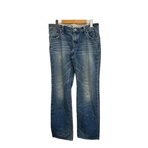 【中古】リーバイス Levi's デニム ジーンズ ウォッシュ加工 ストレート パッチ W26 L32 インディゴブルー レディース 【ベクトル 古着】 250623